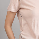 Side of Crew Tee in Pale Apricot