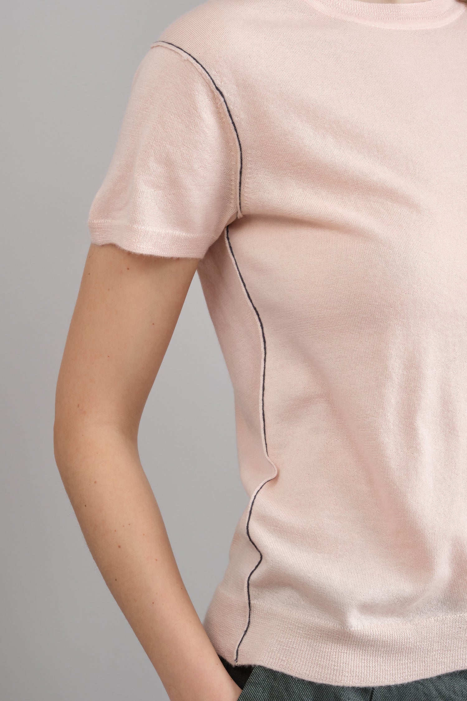 Side of Crew Tee in Pale Apricot
