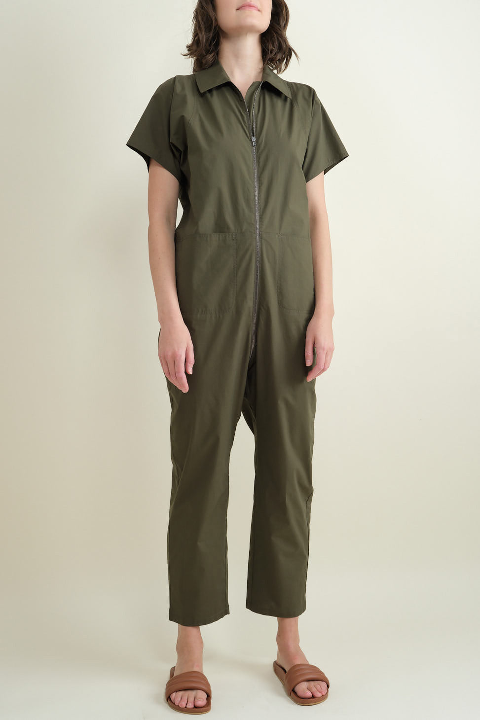 Front of Barrie Jumpsuit in Olive
