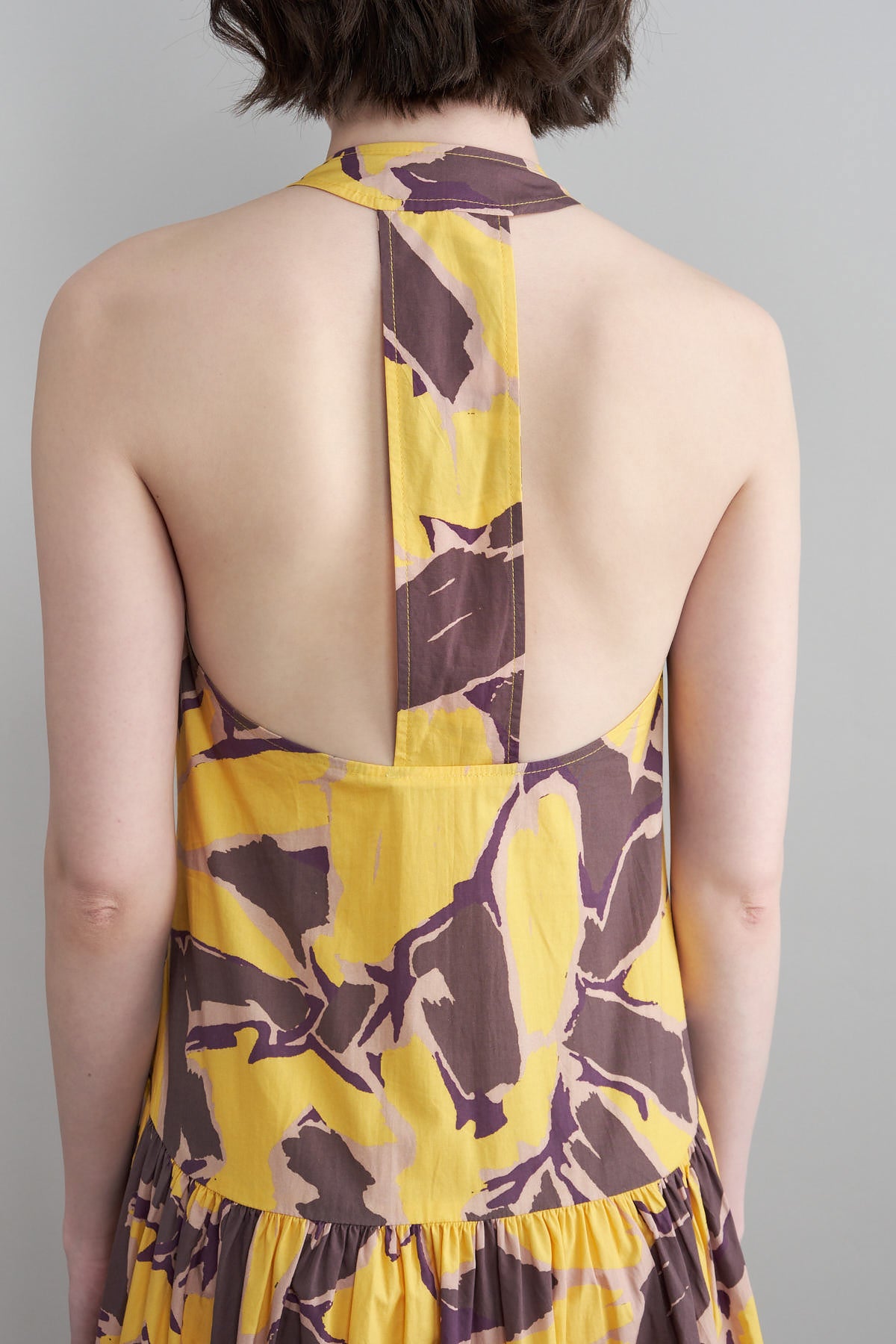Back detailing on Misty Dress in Yellow