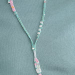 Close up of Fara Necklace in Teal