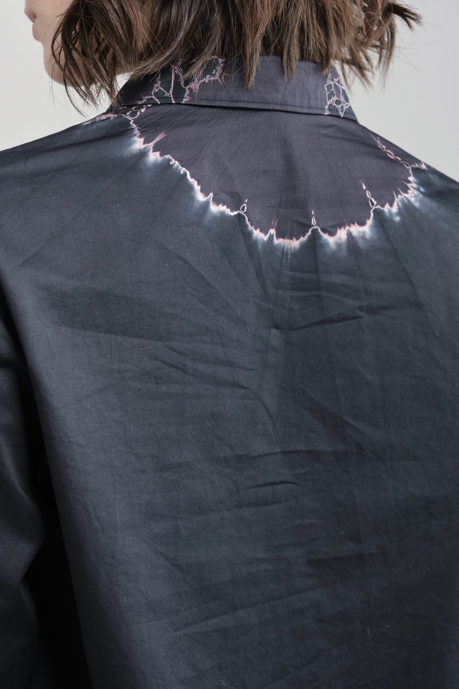 Back detailing on Cotton Satin Fly Front Blouse
