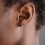 WWAKE Jewelry Earrings Pillar Hoop Earrings Green Tourmaline / Pair