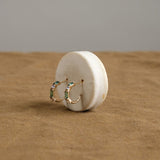 WWAKE Jewelry Earrings Pillar Hoop Earrings Green Tourmaline / Pair