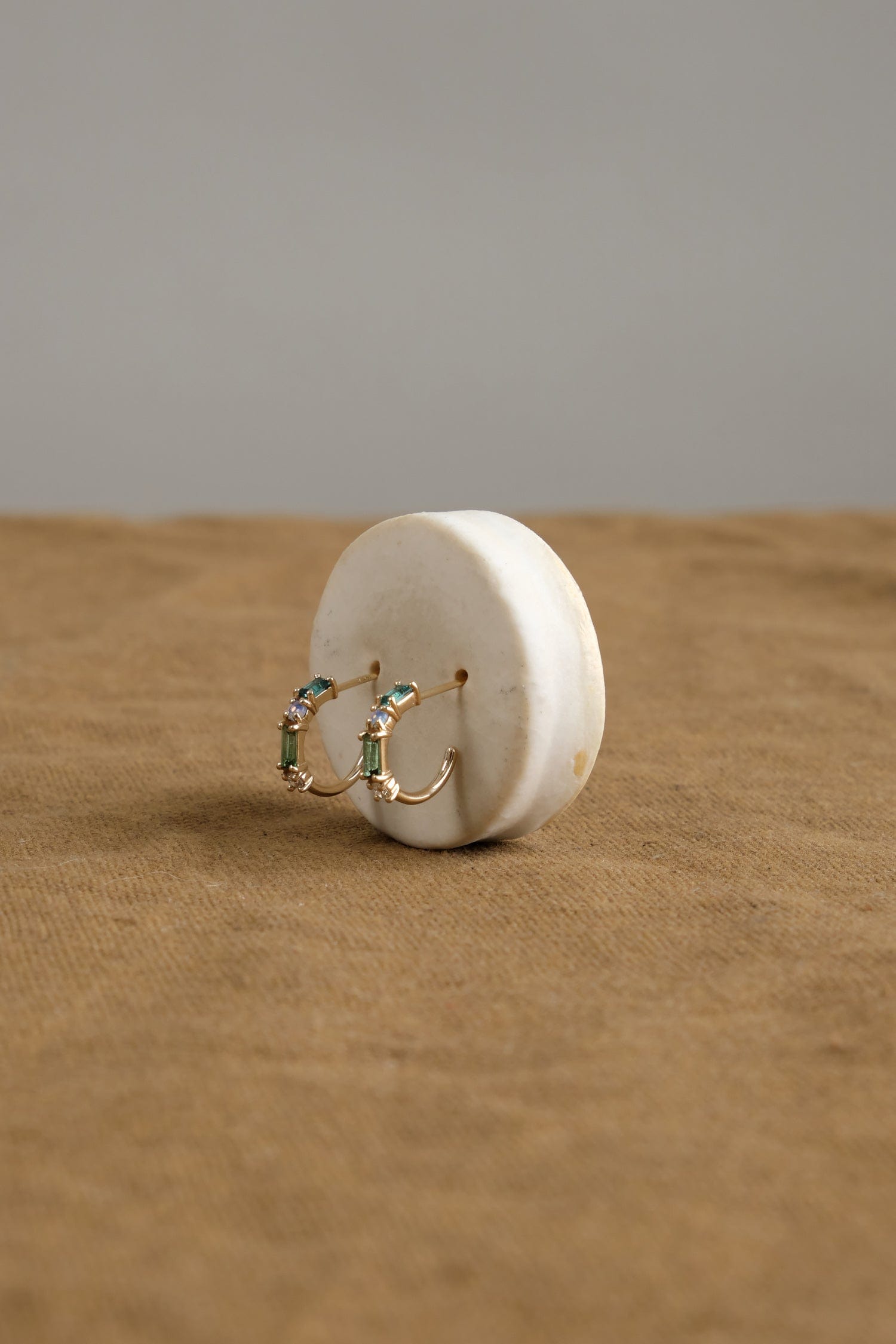 WWAKE Jewelry Earrings Pillar Hoop Earrings Green Tourmaline / Pair