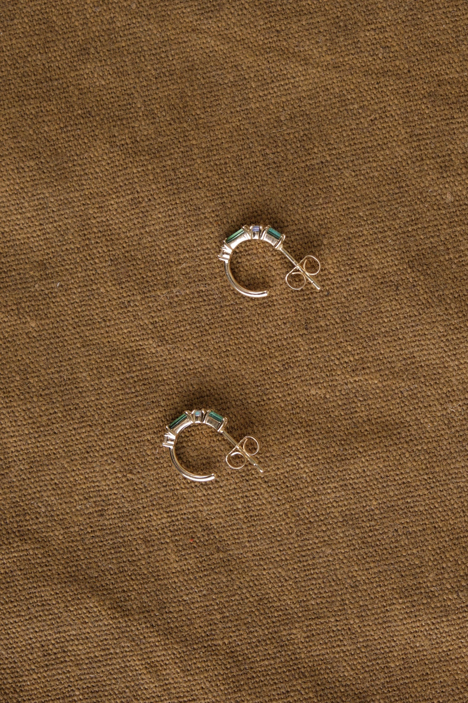 WWAKE Jewelry Earrings Pillar Hoop Earrings Green Tourmaline / Pair