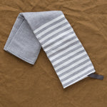 Stripes on Square Towel in Dark Grey
