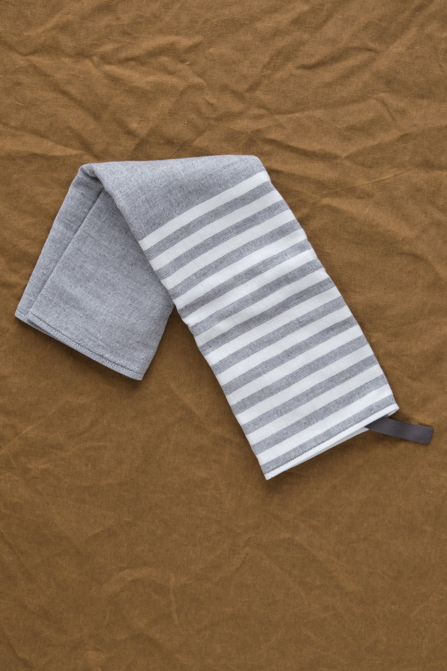Stripes on Square Towel in Dark Grey